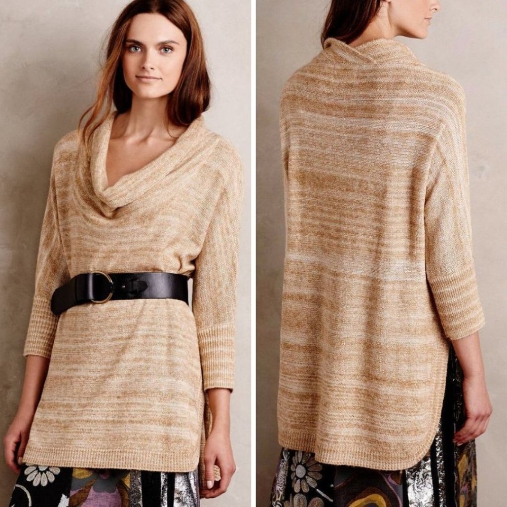 Anthro Field Flower Spacedye Cowl Neck Sweater